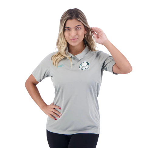 Polo Puma Palmeiras Casual Feminina Cinza